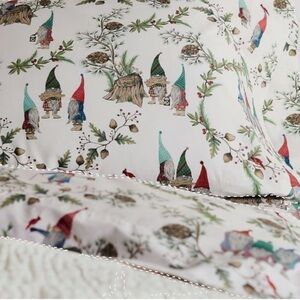 **POTTERY BARN** FOREST GNOME Organic Cotton Queen Sheet Set